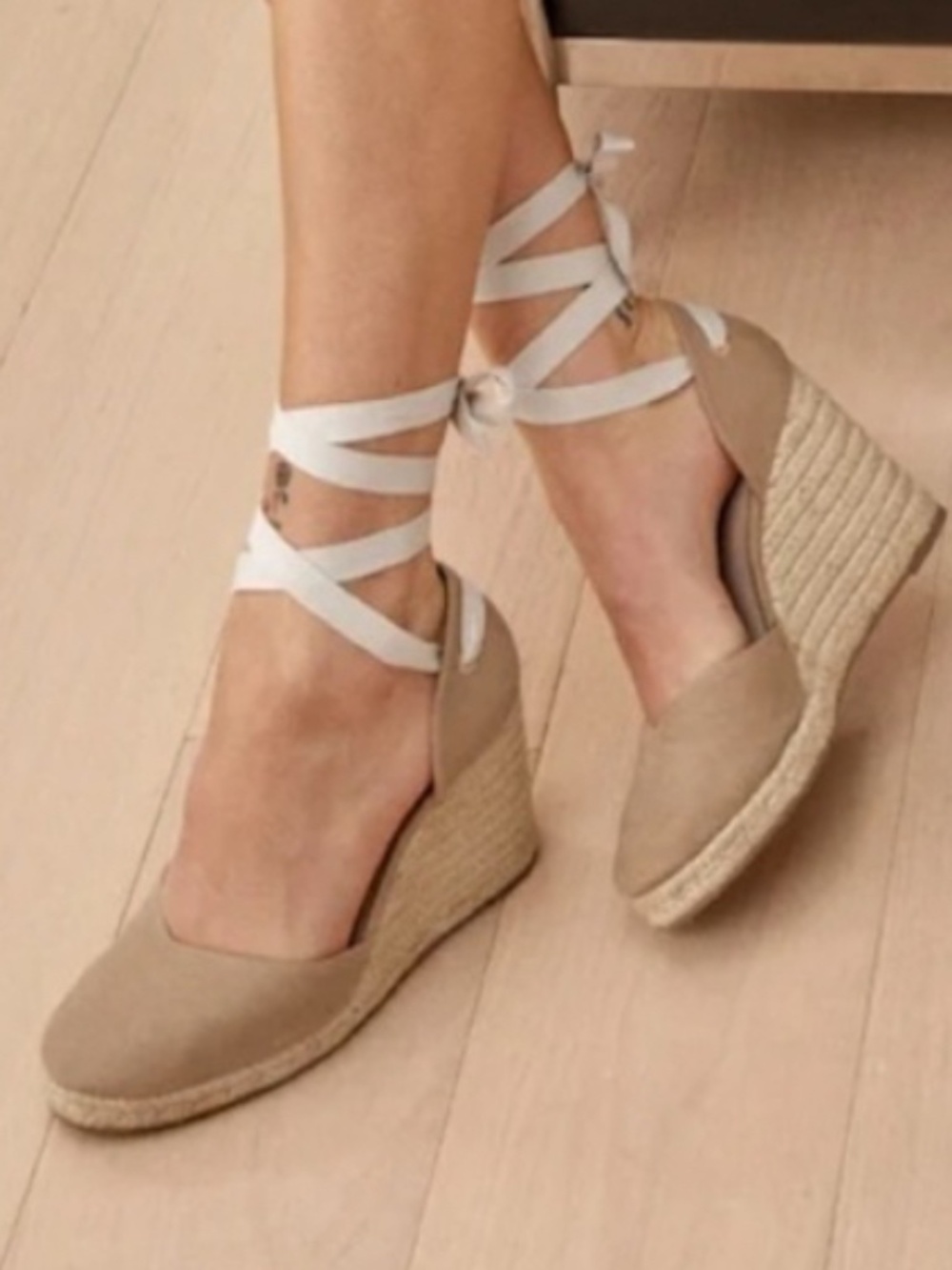 Reformation Camilla Lace Up Wedge Espadrille Khaki - Size 8